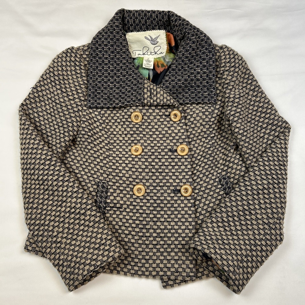 Tabitha Boucle Jacket Women's M Double Breasted Tweed Button Coat Blazer Wool